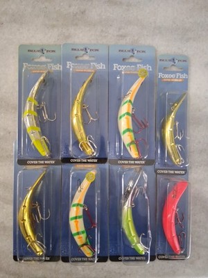 Lot Of 8 Blue Fox Foxee Fish Super Wobbler 5 Great Colors 4 & 5 Inches Lg