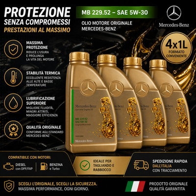 4 LITER Engine Oil Mercedes 5W30 MB 229.52 Genuine 41L Diesel Petrol DPF