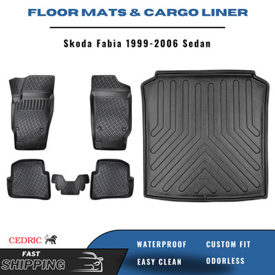 Car Floor Mats & Trunk Cargo Liner for Skoda Fabia 1999-2006 Station Wagon Set