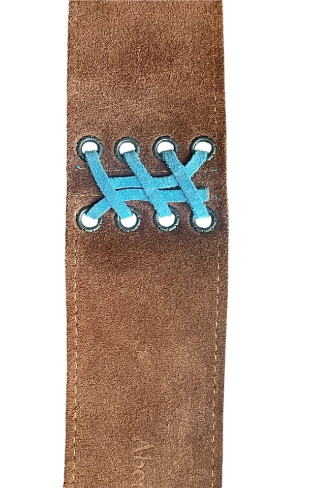 Cinto de couro genuíno marrom vintage franja boho ocidental Abercrombie e peixe - Imagem 3 de 4