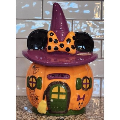 Disney Minnie Mouse Pumpkin Cookie Jar with Hat Canister Halloween Decorative
