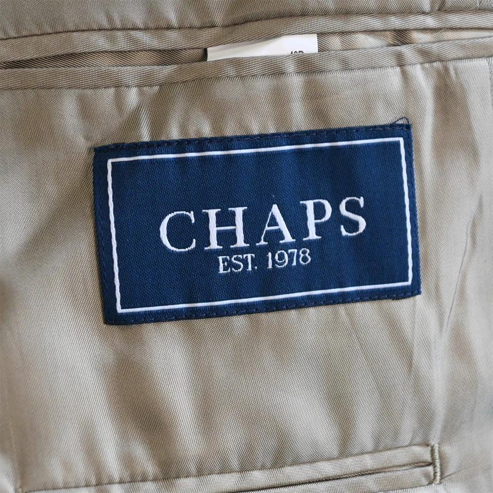 Chaps Ralph Lauren 48R 40x32 Caqui Beige Espiga Hombres Chaqueta Pantalones Traje Foto 4 de 4