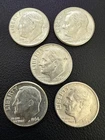 LOT X 5 AU Roosevelt Dimes 1964-D 90% FINE Silver Stacker Coin Collector #104