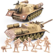 U.S Army Tank and Army Men Toys Playset, 2Pc US Tank-1 Models with 10Pc Toy Sold