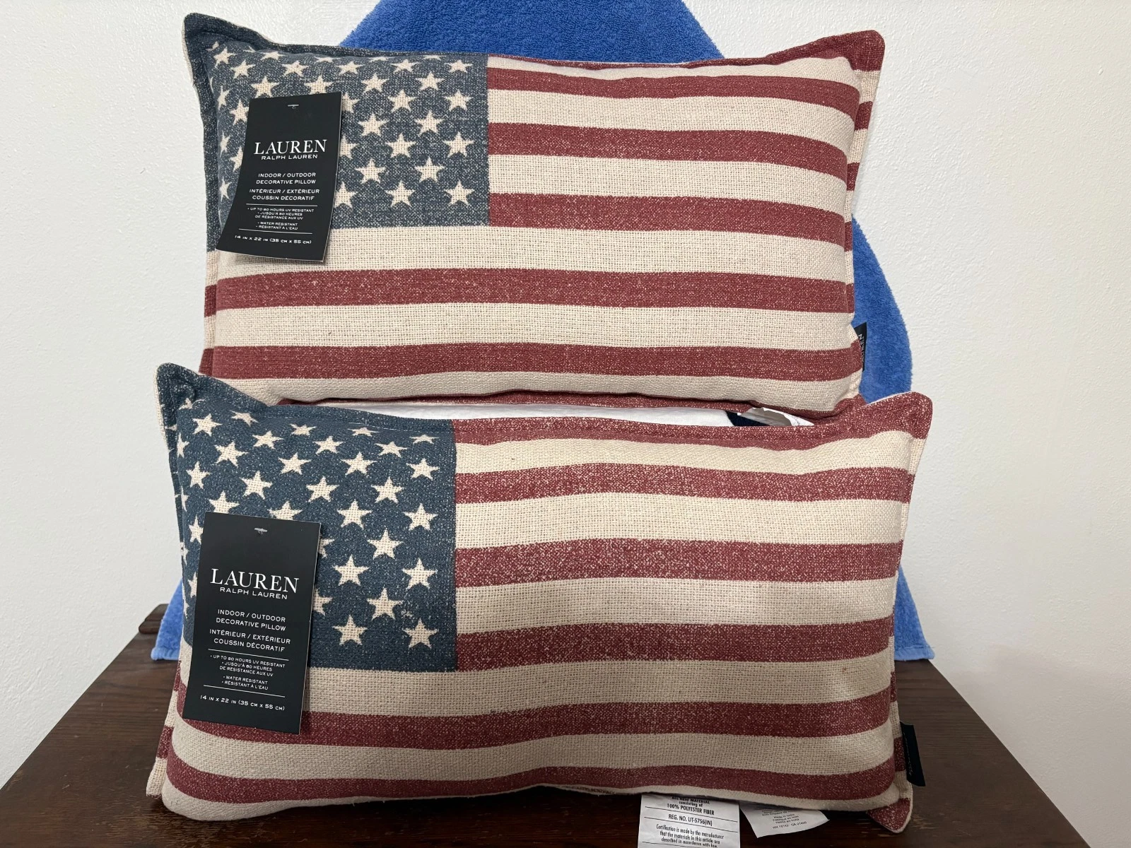 Ralph Lauren Indoor Outdoor 14” X x 22” American Flag Throw Pillows Set of 2