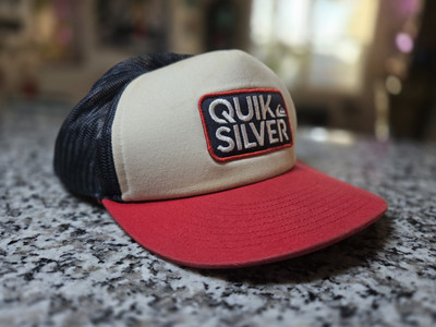Quiksilver Surf Red Blue White Logo Trucker Mesh Back Snapback