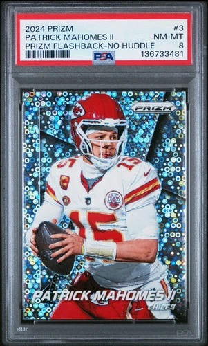2024 Prizm - Patrick Mahomes II - Flashback No Huddle #3 - PSA 8