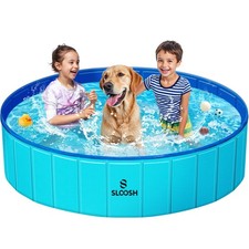 SLOOSH Foldable Dog Kiddie Pool - Portable Hard Plastic Doggie Swimming Pool,...