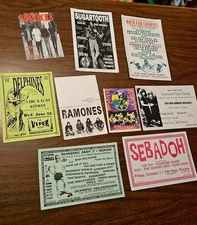 Lot Of 9 Rare 1990'a Rock Flyers Handbills Sebadoh Ramones L7 RHCP Roky Erickson