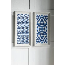 Set of 2 Blue and White Hanging Sculptures,Modern Wall Art Decor,12.5"x24.5"