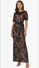 Adrianna Papell Women's Black Mother of the Bride Dress Lace Size 12 Satin NWT