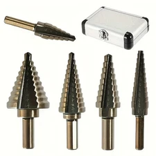 Titanium Step Drill Bit Set-Multi-Size for Metal/Wood Drilling with Storage Case