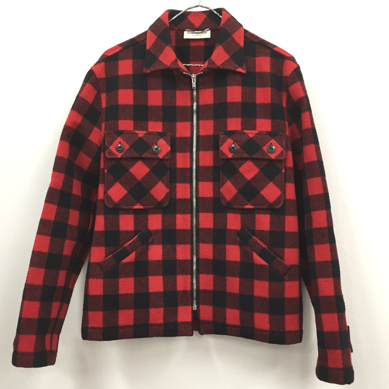 Saint Laurent Paris giacca lana check uomo usata marca alta 42 pollici lana casual