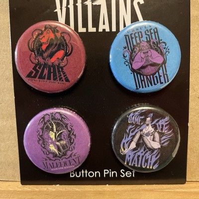 4 x DISNEY VILLAINS BUTTON PIN ANSTECKER URSULA MALEFICENT SCAR HADES 
