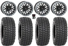 System 3 SB-9 Bdlk 15" Wheels Gloss Bk 35" XCR350 Tires Can-Am Defender
