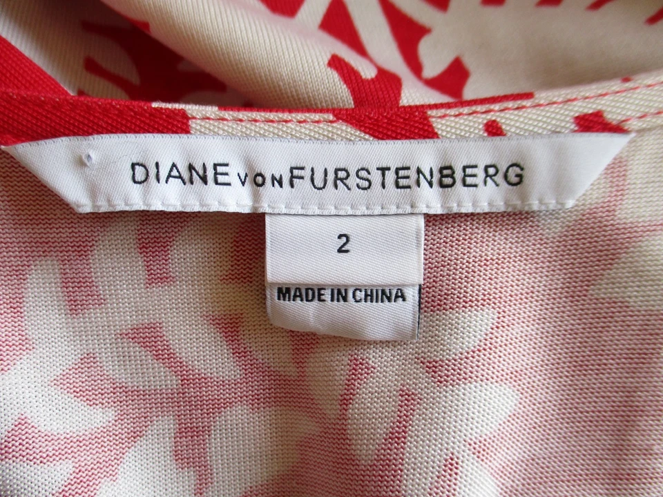 Diane фон Furstenberg DVF новый Yahzi короткий надежном платье красный белый печать шелк размер 2 - Изображение 4 из 4