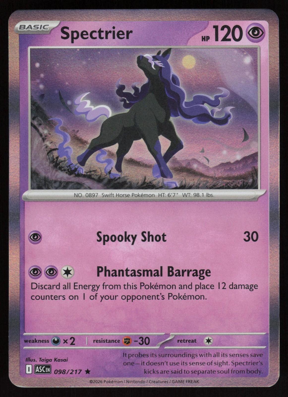 SPECTRIER 098/217 RARE ME: ASCENDED HEROES POKEMON HOLO NM/M