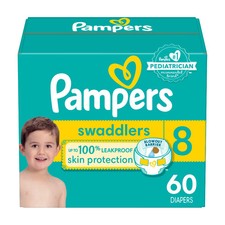 Pampers Swaddlers Overnights Diapers Pack - Size 8 - 60ct