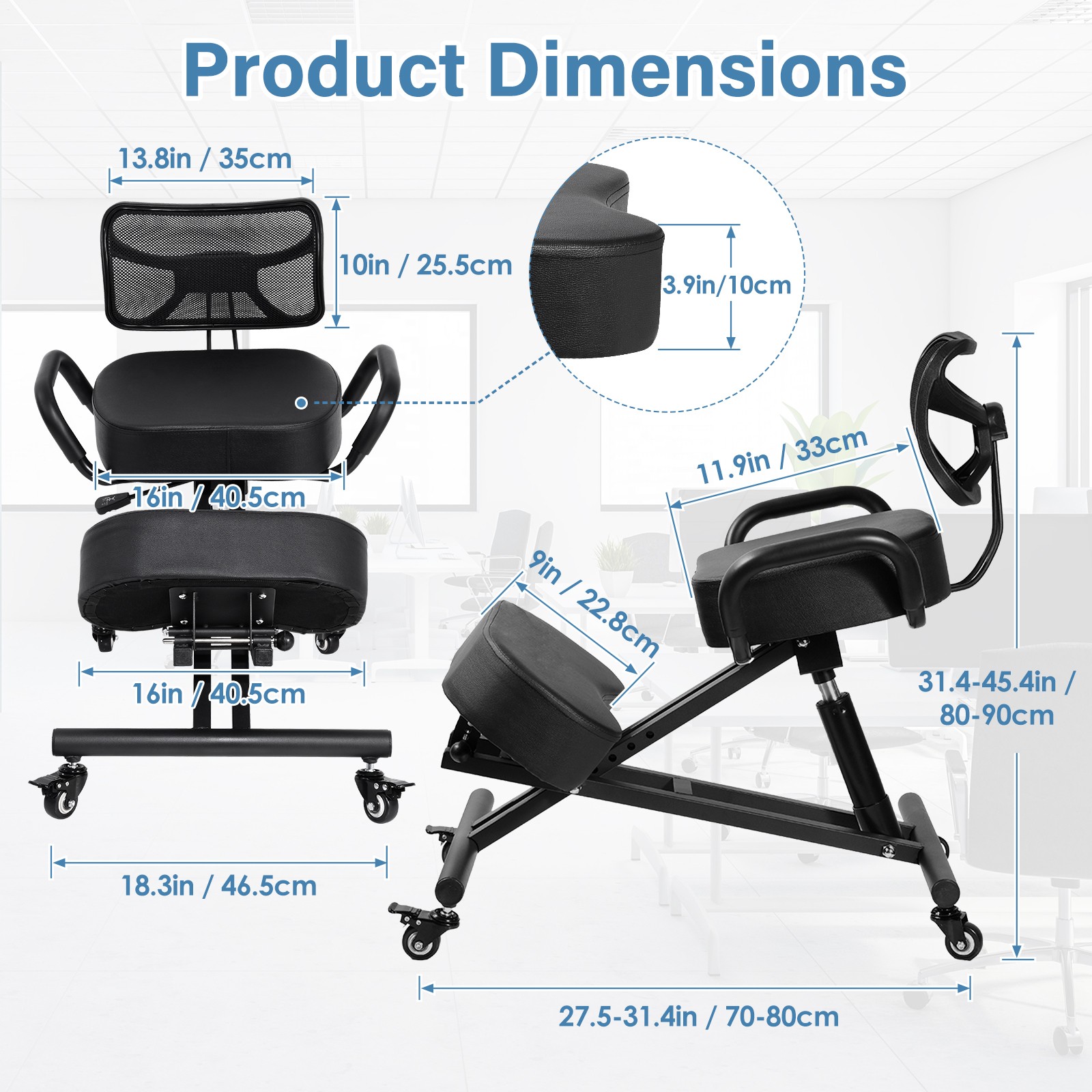 Adjustable Stool Upright Back Postures Home Office