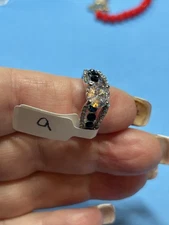 Beautiful High Setting Cubic Zirconia, Black Onyx Accents In Sterl. Silv. Plated