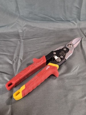 Milwaukee Utility Snips Steel Blade Red Yellow Plastic Rubber Handle