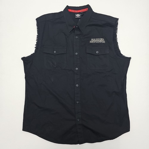 Harley-Davidson Men's Pinstripe Flames Sleeveless Blowout Black Size 2XL