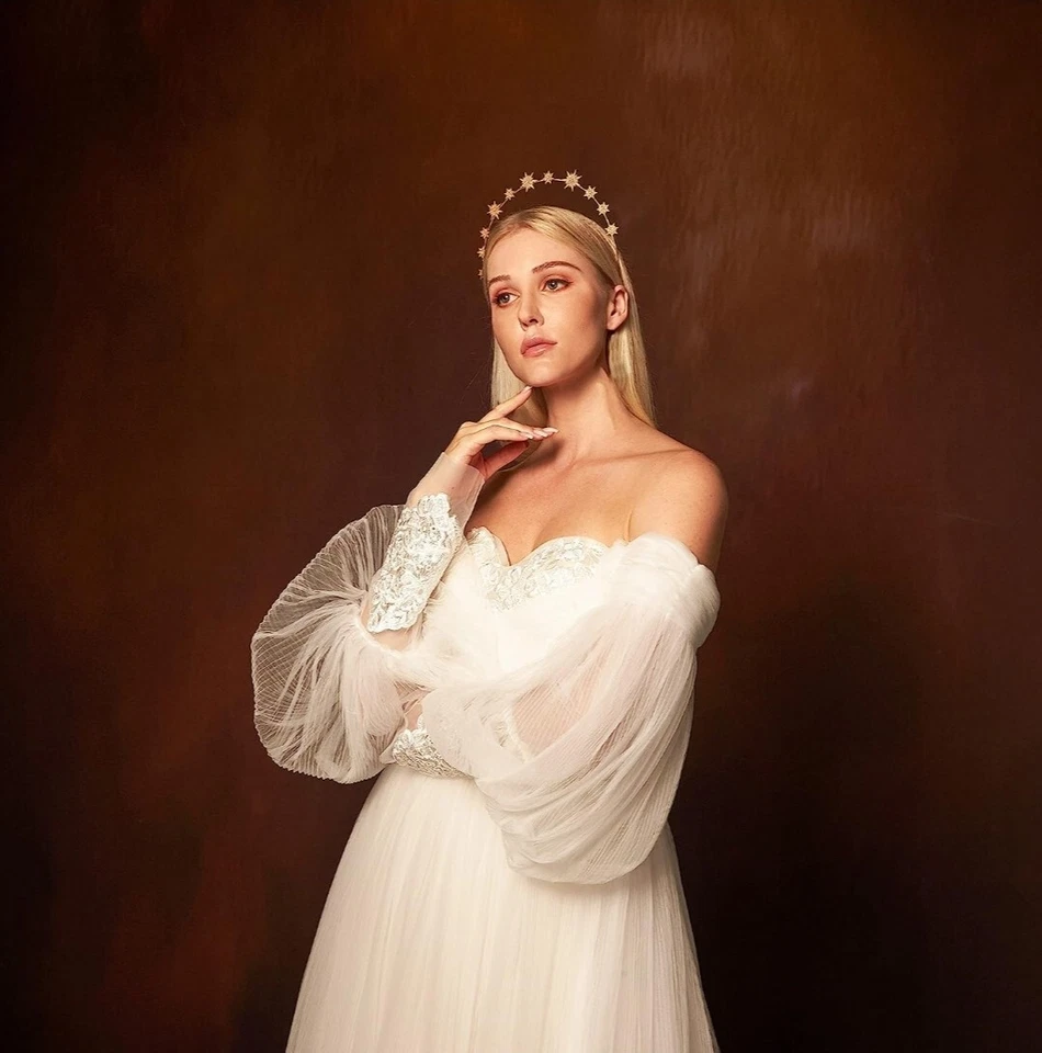 Stars Goddess Crown Halo Headband Cown Tiara, Boho Gold Headpiece - Image 3 of 3