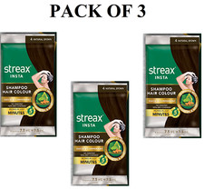 STREAX INSTA SHAMPOO Hair Colour, 7.5 ML-4 Natural BROWN  Pack of 3 