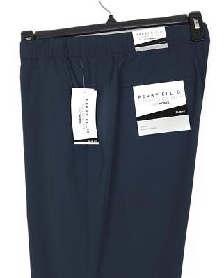Perry Ellis Slim-Fit TechWorks Drawstring Dress Pant Dark Sapphire