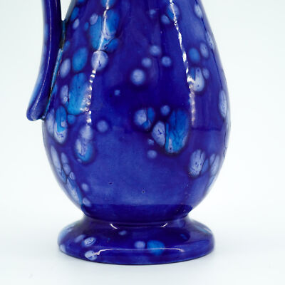 Vtg MCM Drip Spatter Glaze Cobalt Blue Ceramic Pottery Pitcher Bud Vase ...