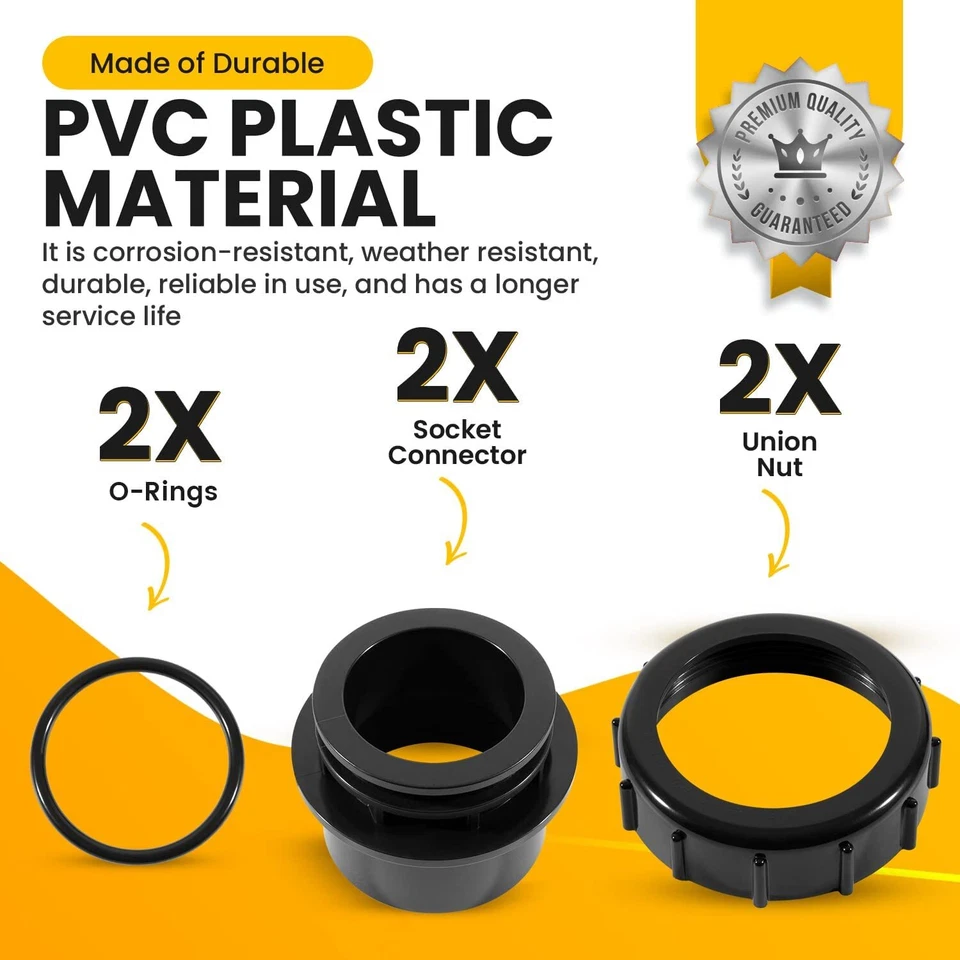 For Pentair 270100 Black Valve Adaptor Kit Unions Pool/Spa Cartridge & DE Filter - Image 4 of 4