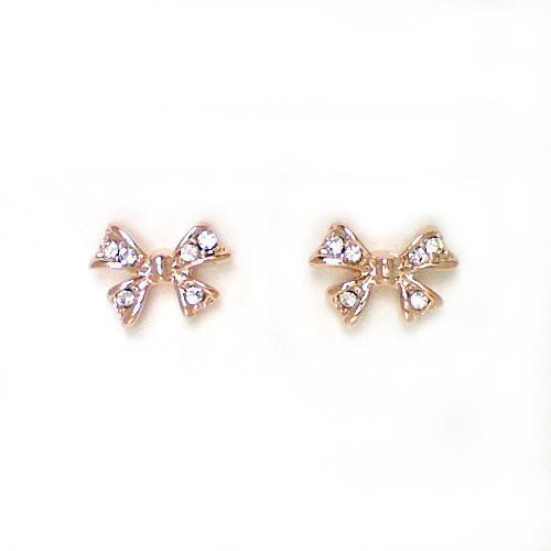 Fashion Jewelry - 18K Rose Gold Plated Bow Stud Earrings (FE177
