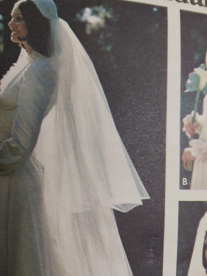 VEIL Headpiece Cap Bridal Wedding Butterick 3753 Sewing Pattern UC VTG 70s - Image 4 of 4