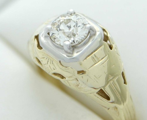 ANTIQUE DIAMOND ESTATE RING VINTAGE EUROPEAN CUT DIAMOND .75 CARATS - Picture 2 of 3