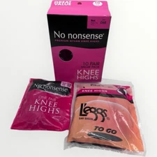 Mixed Lot of  Knee High Stockings -  No Nonsense & 1 L'eggs Black Navy Tan