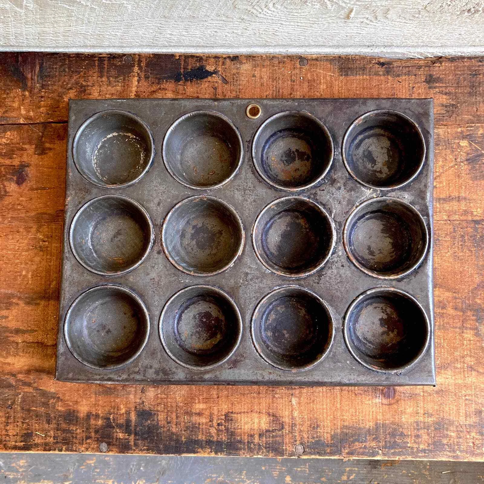 Antique muffin tin farmhouse wall decor mini muffins 12 muffins rustic