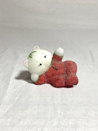 Fenton Christmas Bear in Sugar PJ's Handpainted & Signed By M. Olmstead - Picture 3 of 9