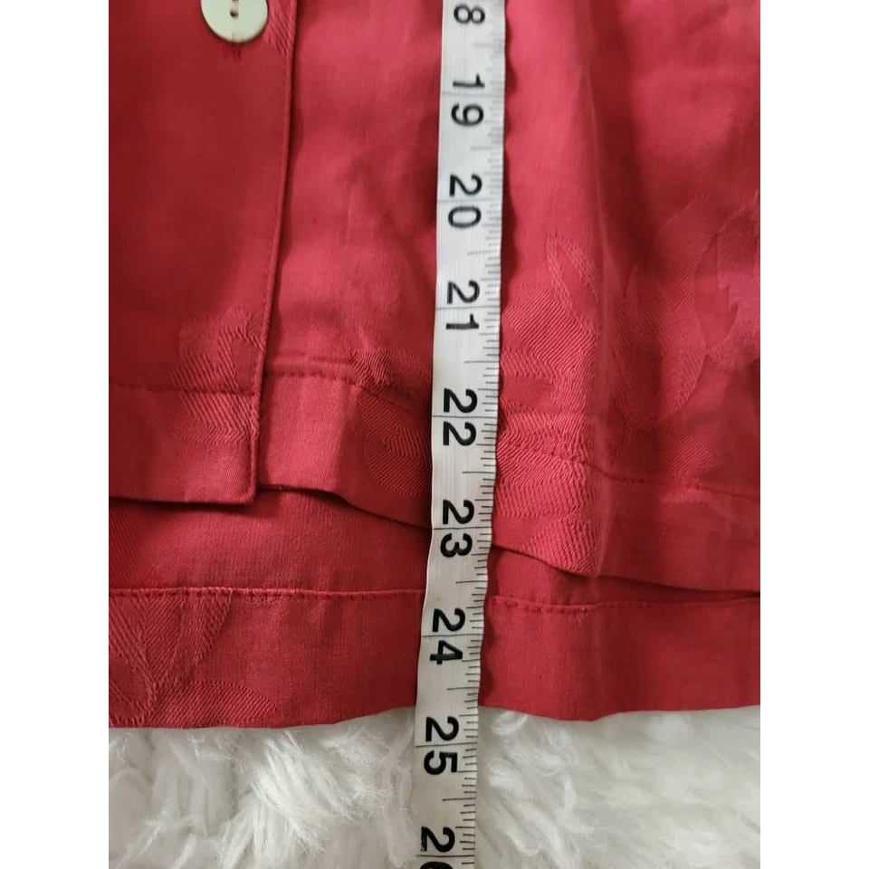 Camisa de mujer Jamaica Bay con botones roja manga corta cuello retro Petites PL Foto 4 de 4