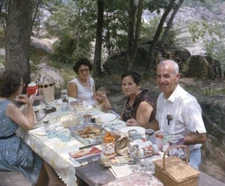 Vintage Stereo Realist Photo 3D Slide FAMILY PICNIC 7P Wide