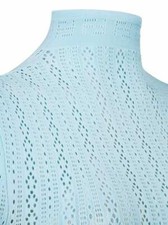 Fendi FF Logo Open Knit Long Sleeve Bodysuit Light Blue Sz L