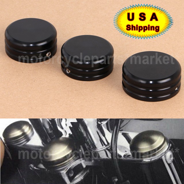 Gloss Black Fork Stem Upper Nut Bolt Cover for Harley Davidson Dyna