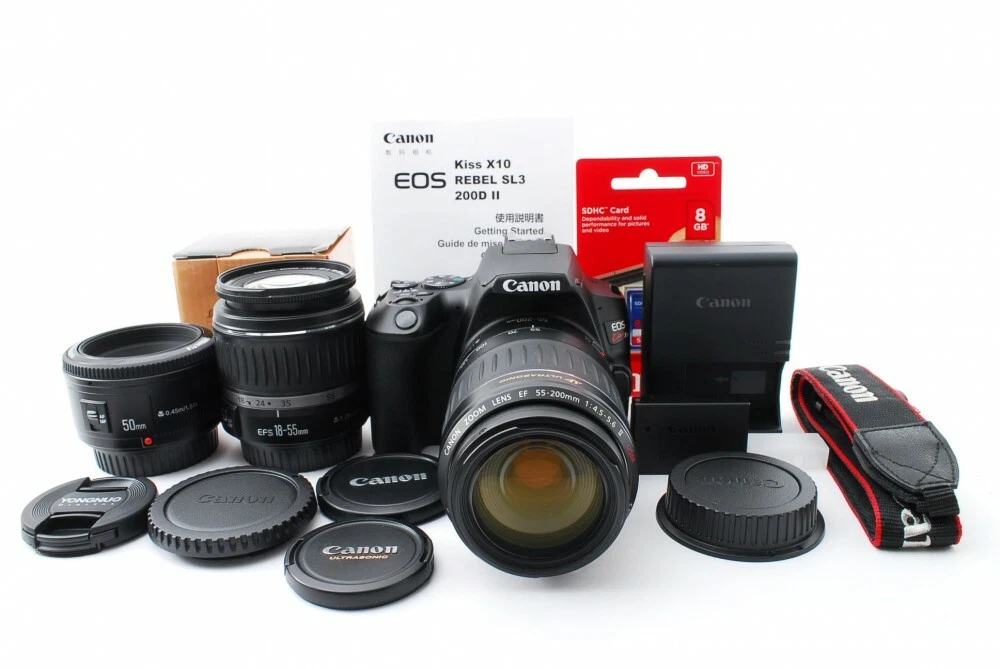 Canon EOS Kiss X10/Rebel SL3/250D 24.1MP 18-55/55-200/50mm [Exc w/8GB [jkh]