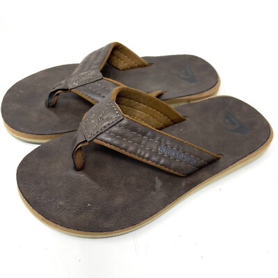 Quiksilver Brown Flip Flops Sandals Youth Boys Sz 3