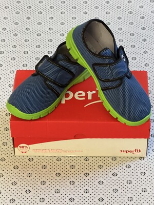 Superfit Bobby Stoff Obermaterial flache Low Top Hausschuhe UK 13 EU 32 blau/grün