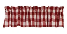 RED CHECK Window Valance 72" x 14", by The Country House