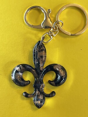 Glam Glass Fleur de Lis Key Chain