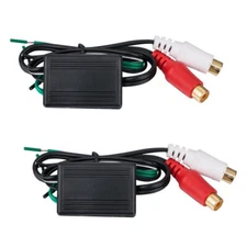 2x High to Low Compact Line Output Converter 2-Channel Speaker Wire to Gold RCA