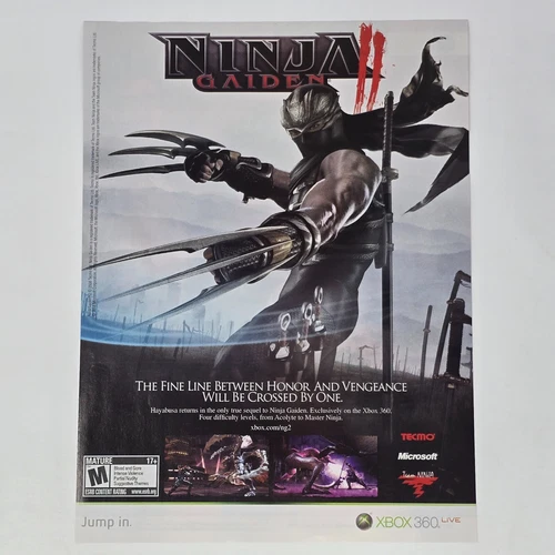 Ninja Gaiden II 2 Microsoft Xbox 360 Fine Line Print Ad/Poster Promo Art