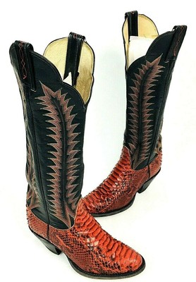 red snakeskin boots womens