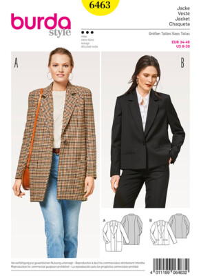 burda style Nr. 6463 Mantel & Jacke Gr. 34 - 46